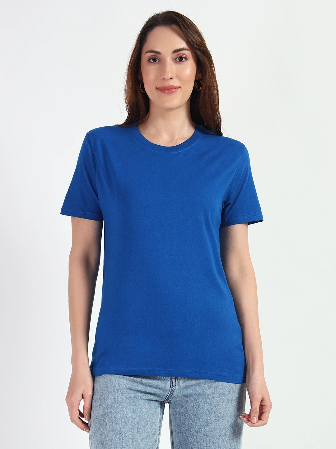 Royal Blue Women Plain T-shirt