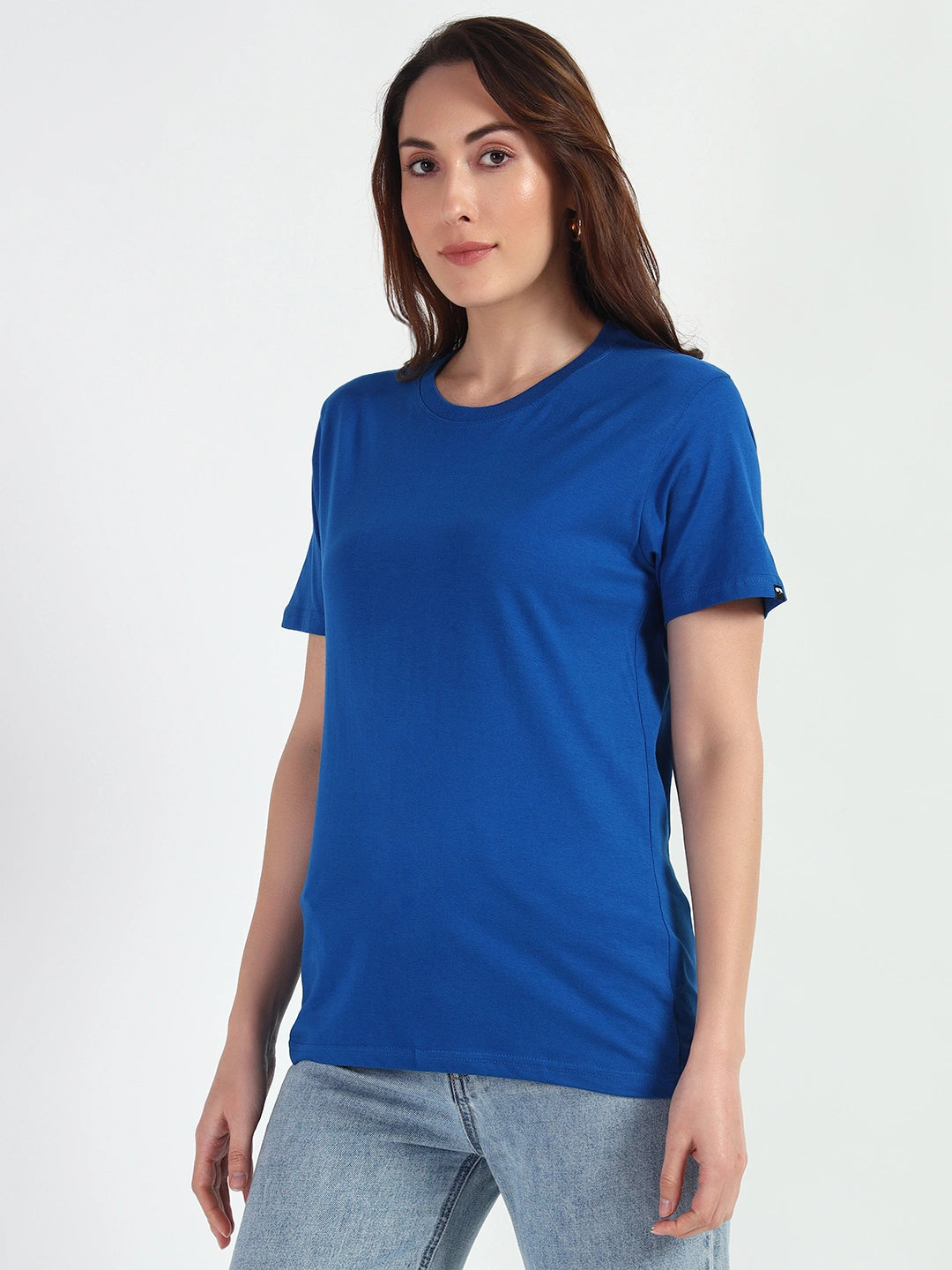 Royal Blue Women Plain T-shirt