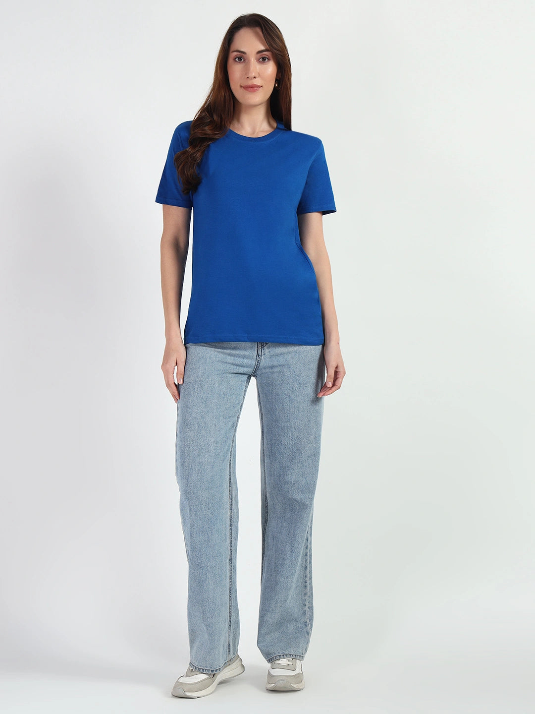 Royal Blue Women Plain T-shirt