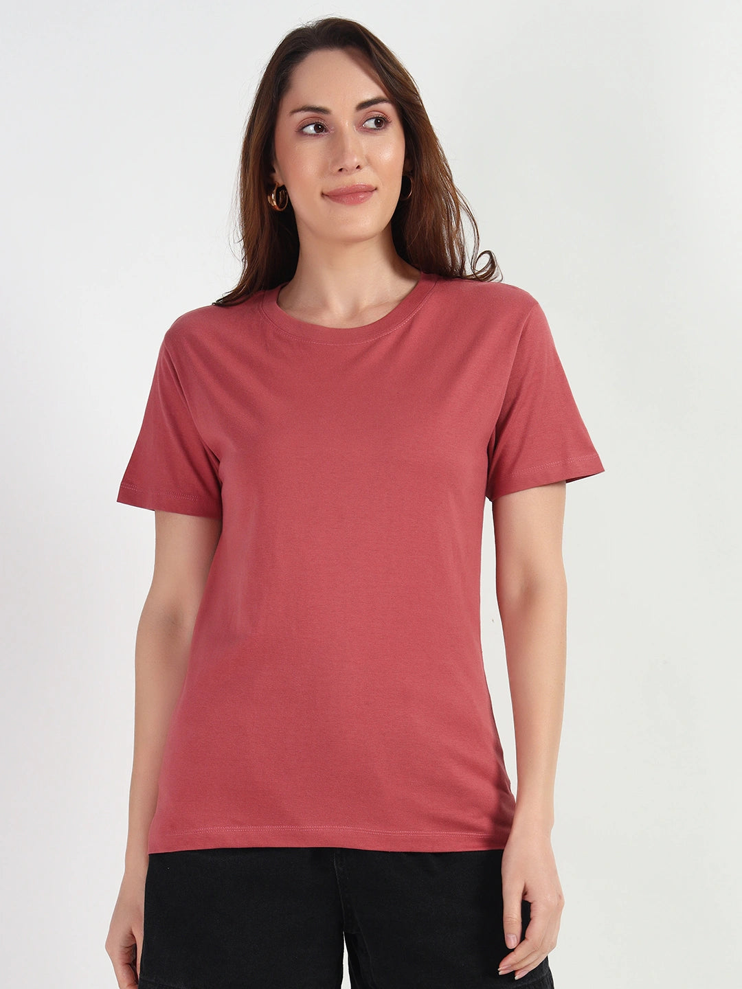 Mauve Women Plain T-shirt