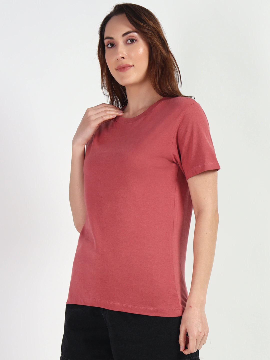 Mauve Women Plain T-shirt