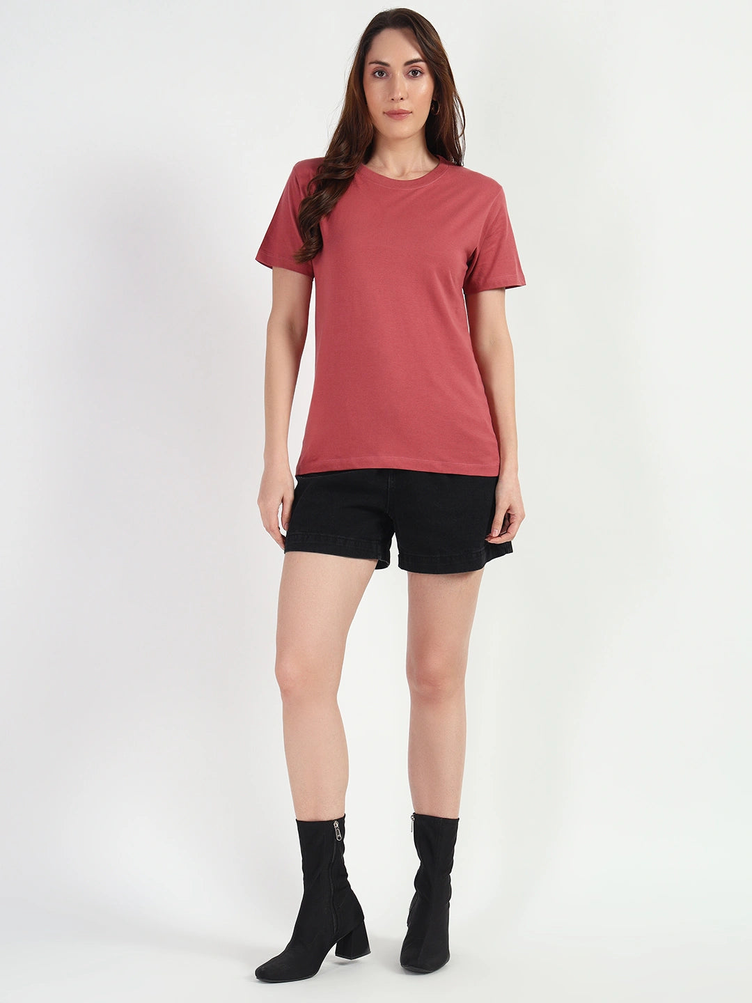 Mauve Women Plain T-shirt