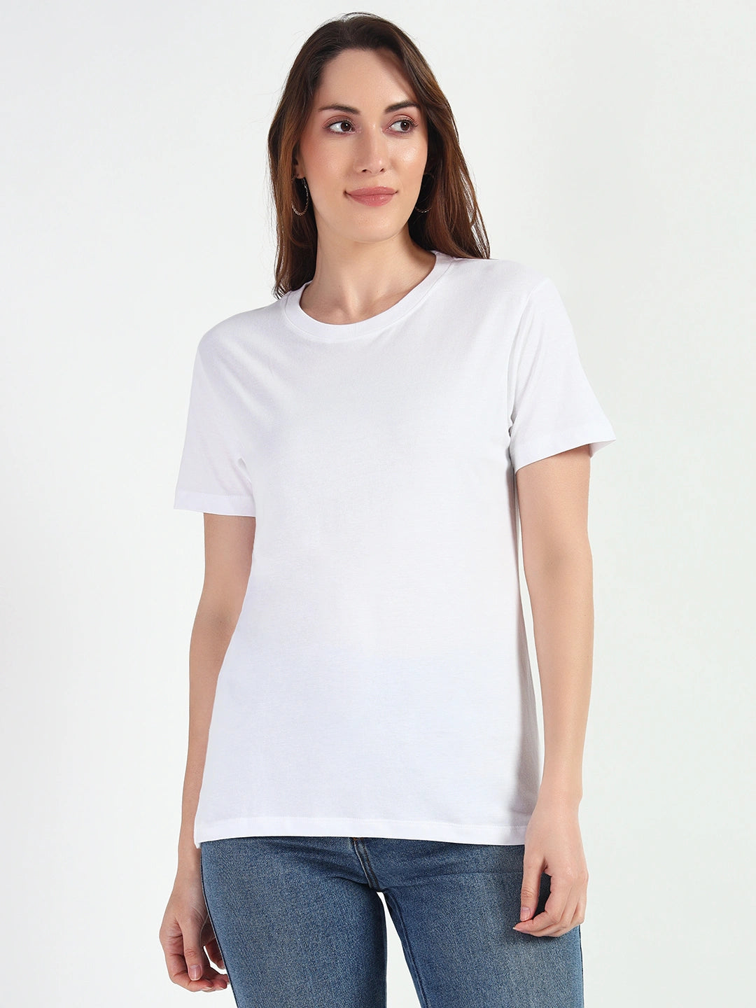 White Women Plain T-shirt