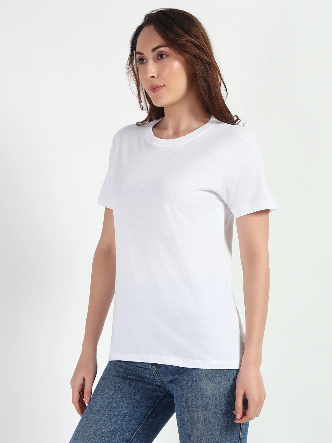 White Women Plain T-shirt