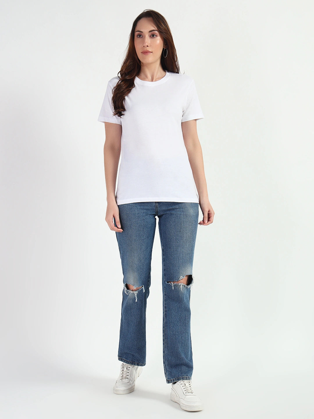 White Women Plain T-shirt