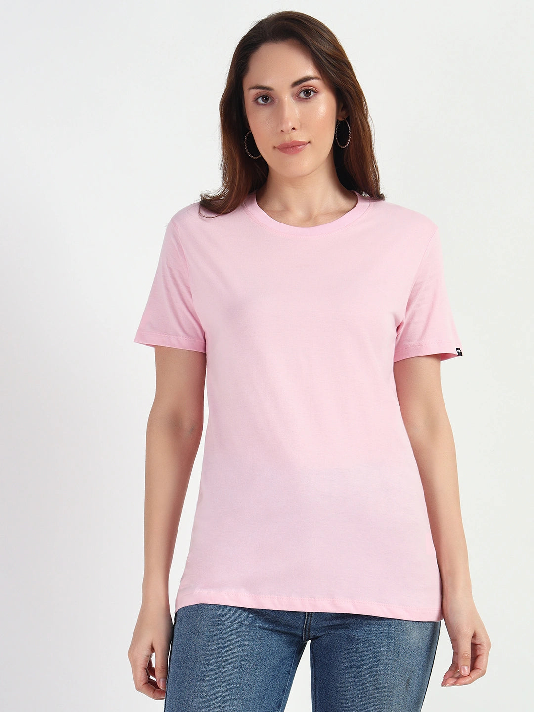 Soft Pink Women Plain T-shirt