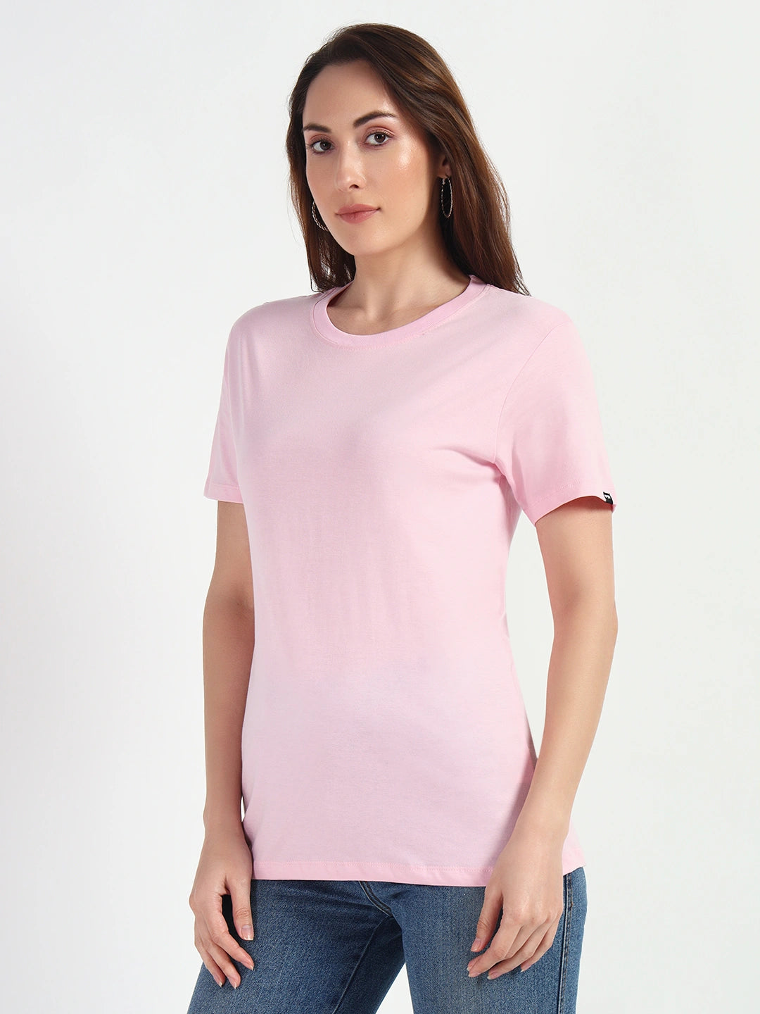 Soft Pink Women Plain T-shirt