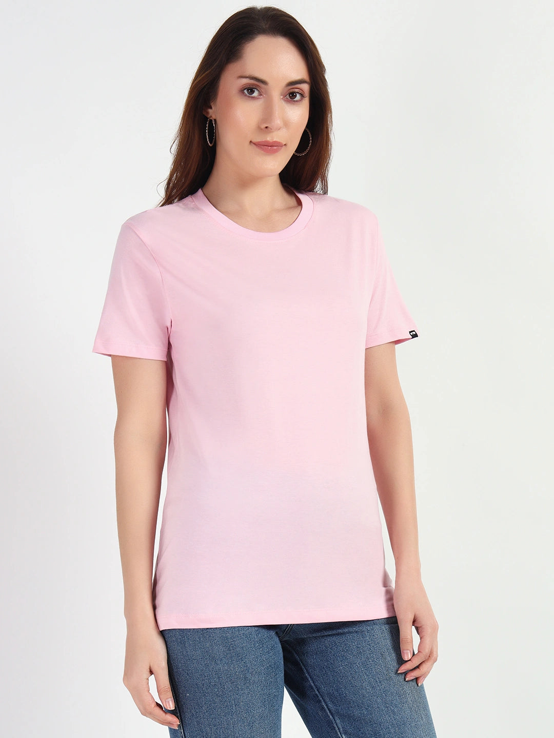 Soft Pink Women Plain T-shirt