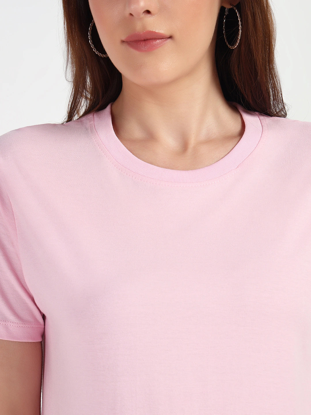 Soft Pink Women Plain T-shirt