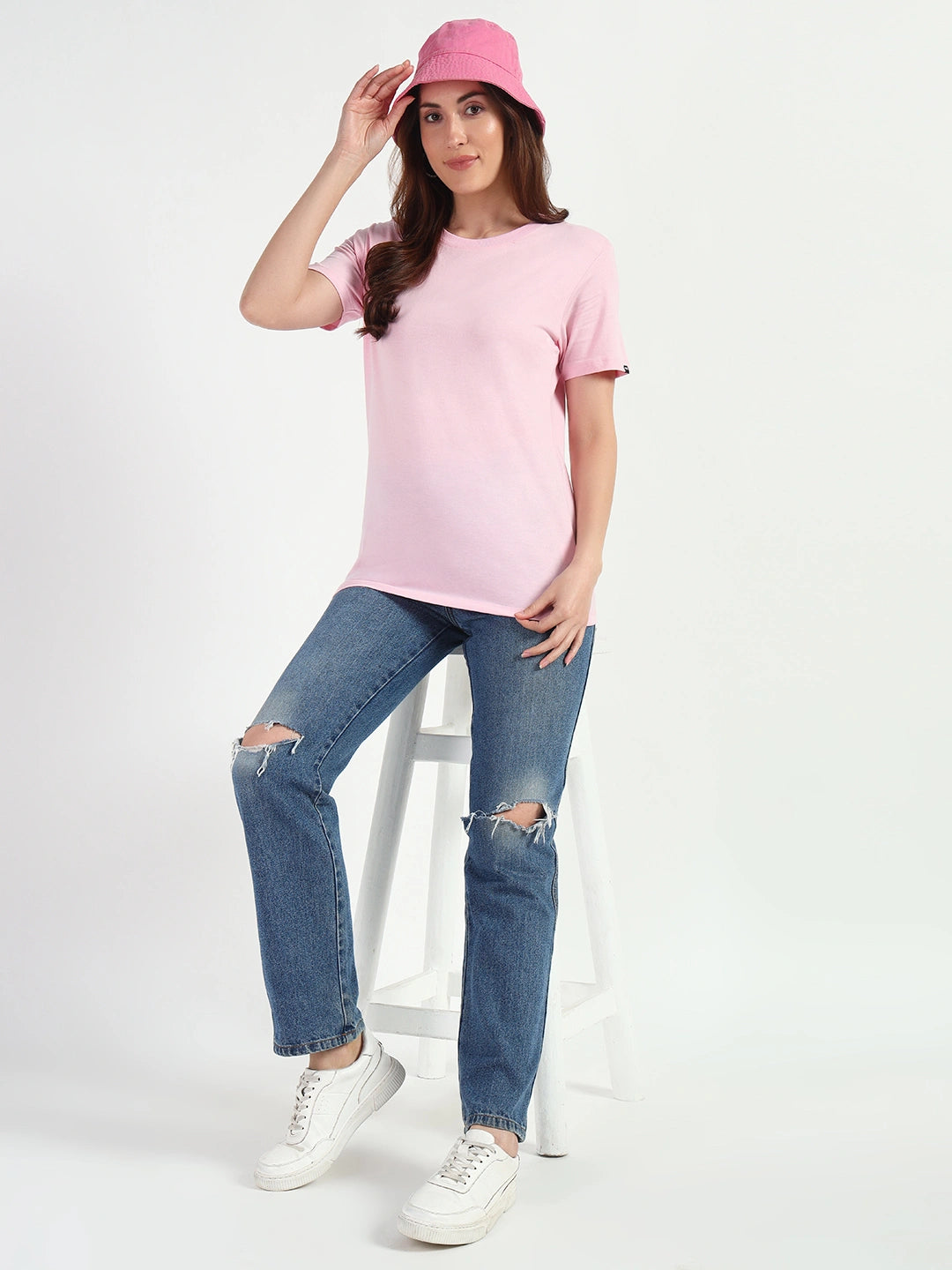 Soft Pink Women Plain T-shirt