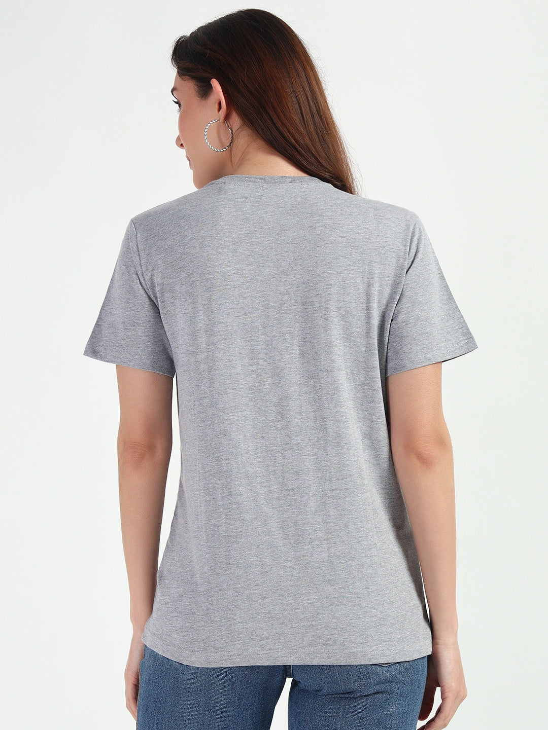 Grey HTR Women Plain T-shirt