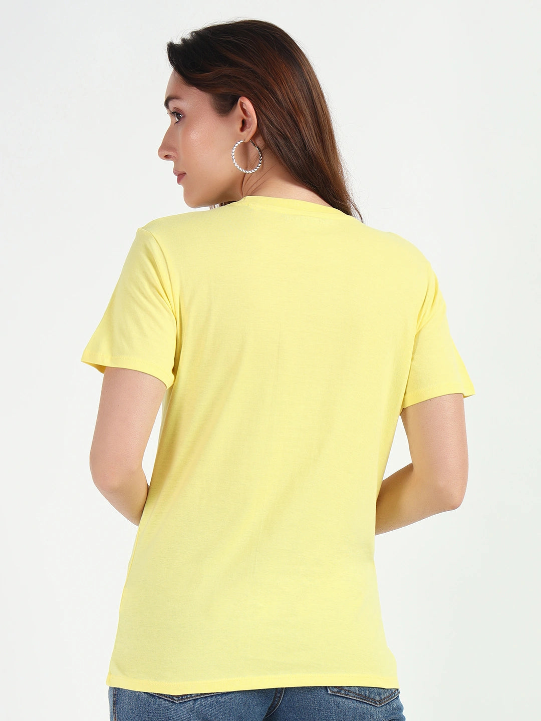 Pale Yellow Women Plain T-shirt