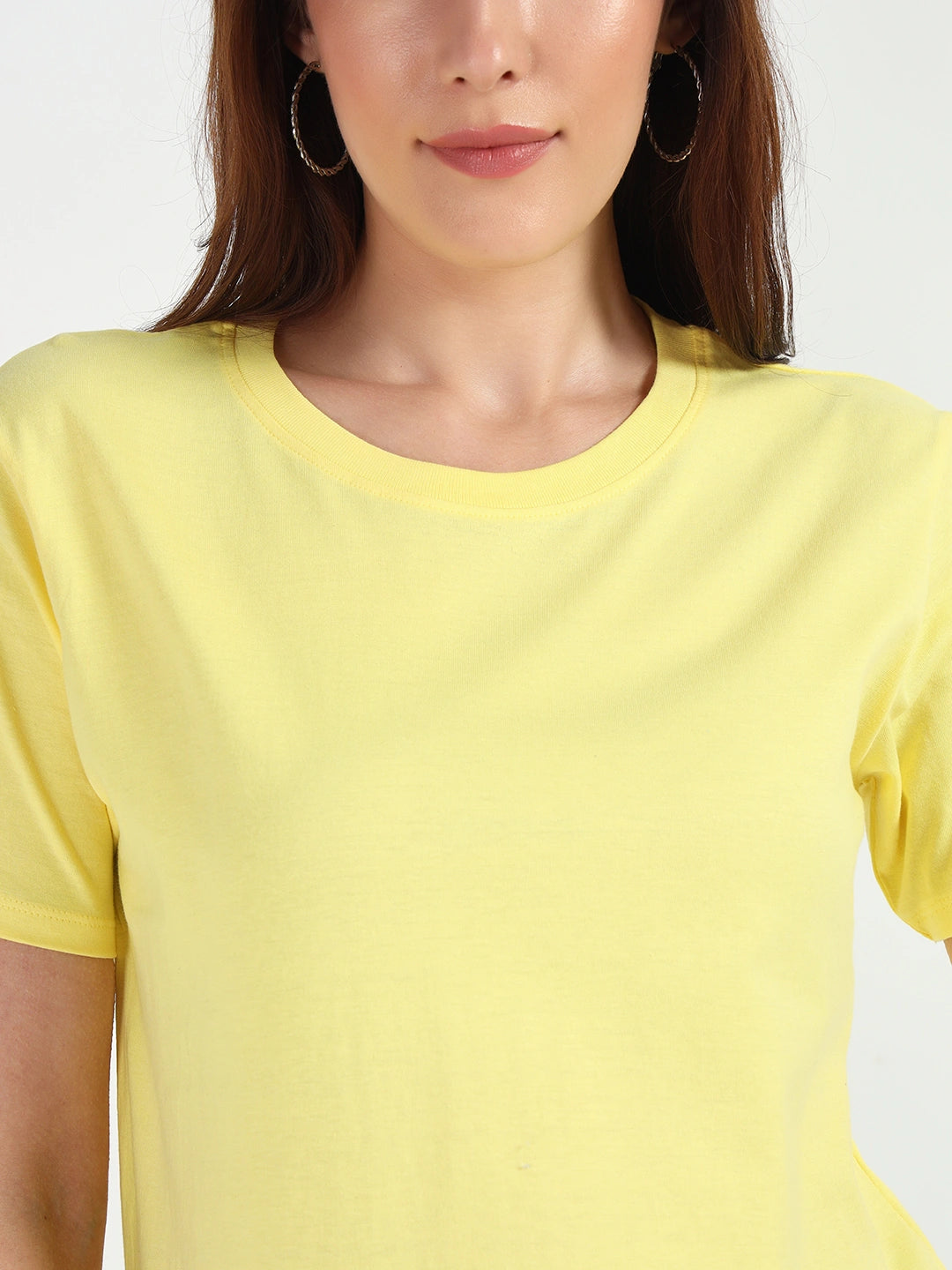 Pale Yellow Women Plain T-shirt