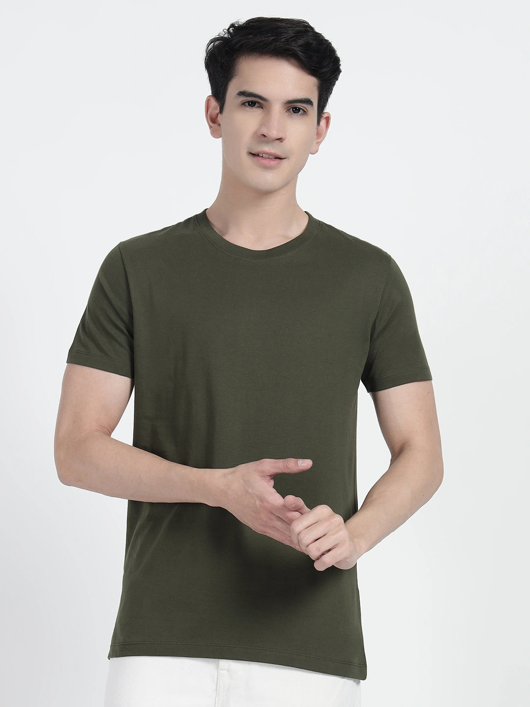 Olive Green Plain T-shirt