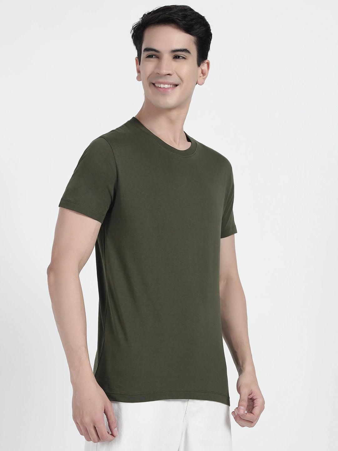 Olive Green Plain T-shirt