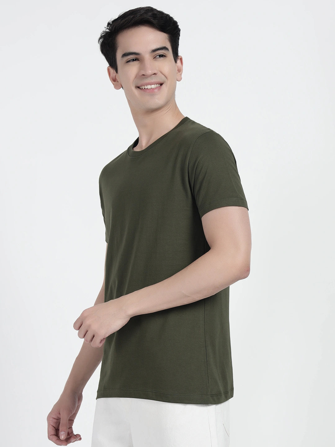 Olive Green Plain T-shirt