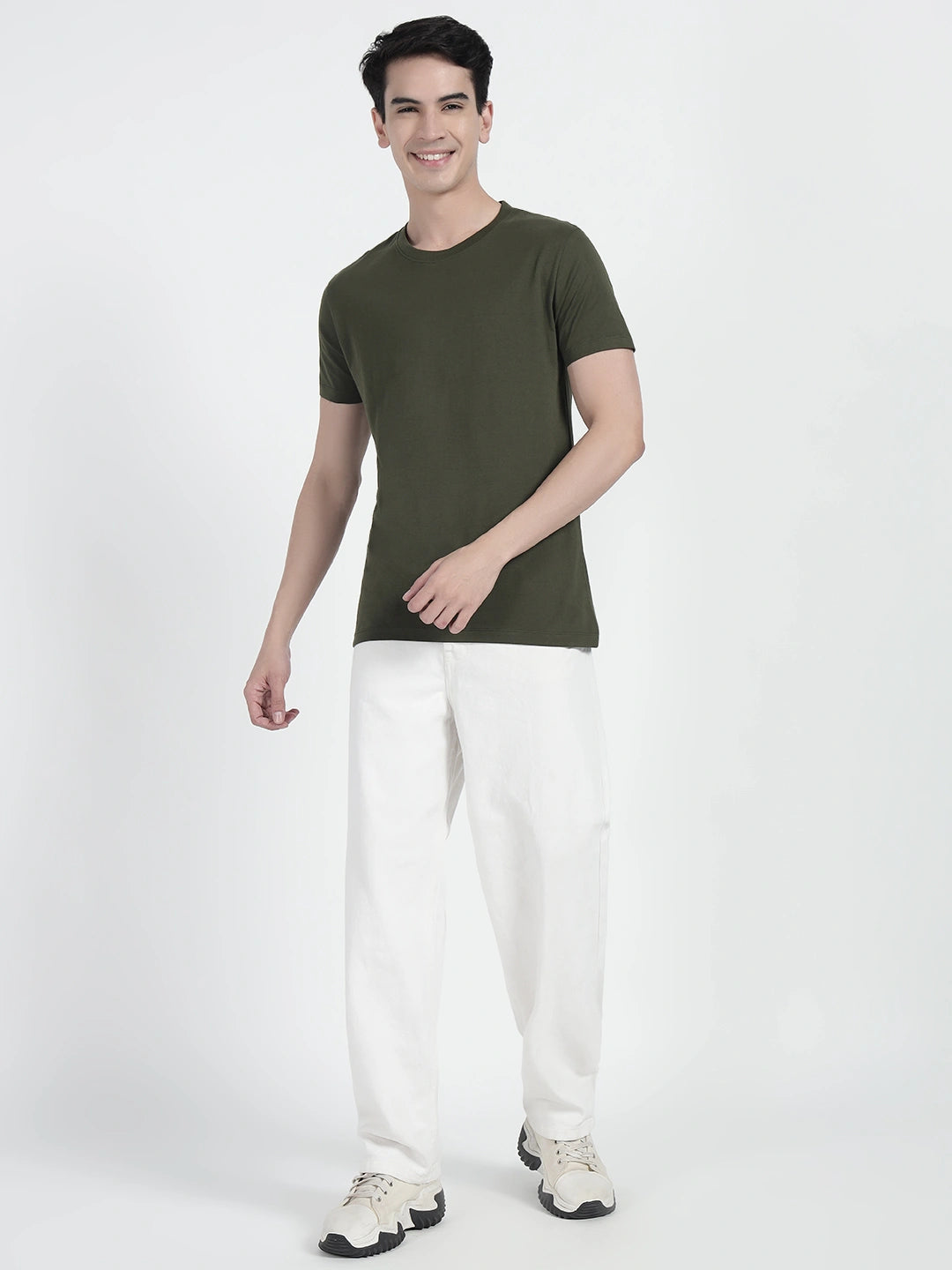 Olive Green Plain T-shirt