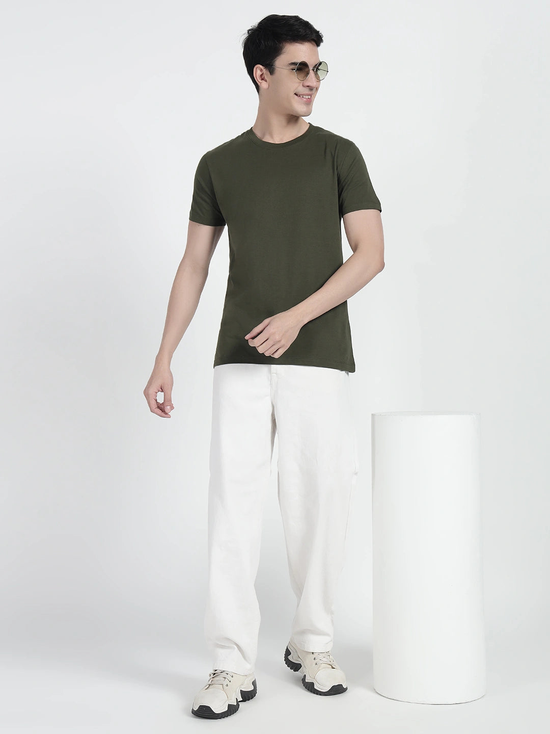 Olive Green Plain T-shirt