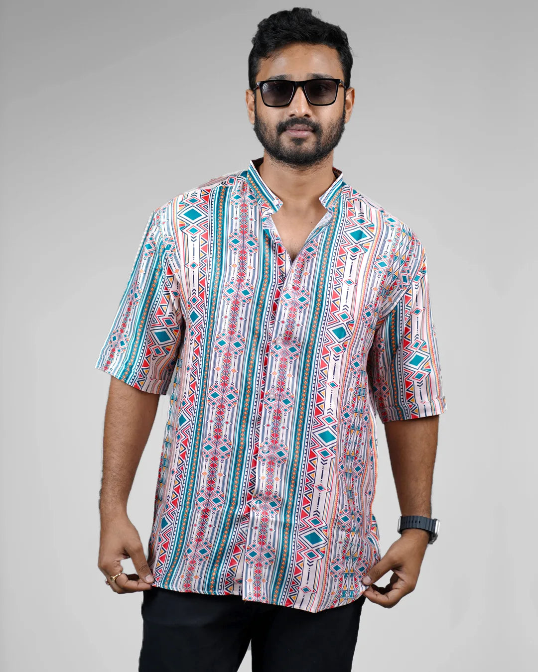 Tribal Men Oversized Shirt cartoonpantii