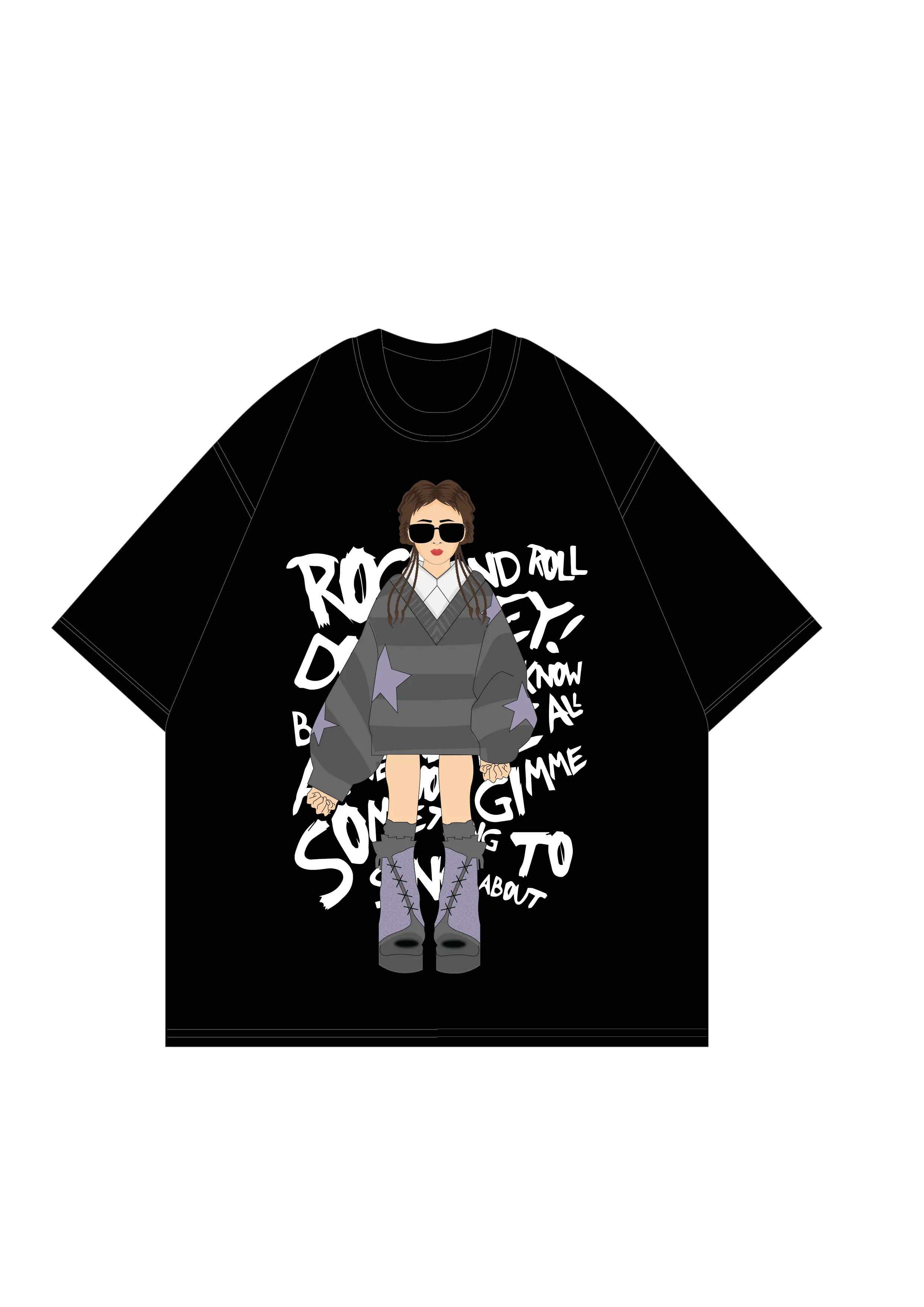 Rock And Roll Oversized T-shirt cartoonpantii