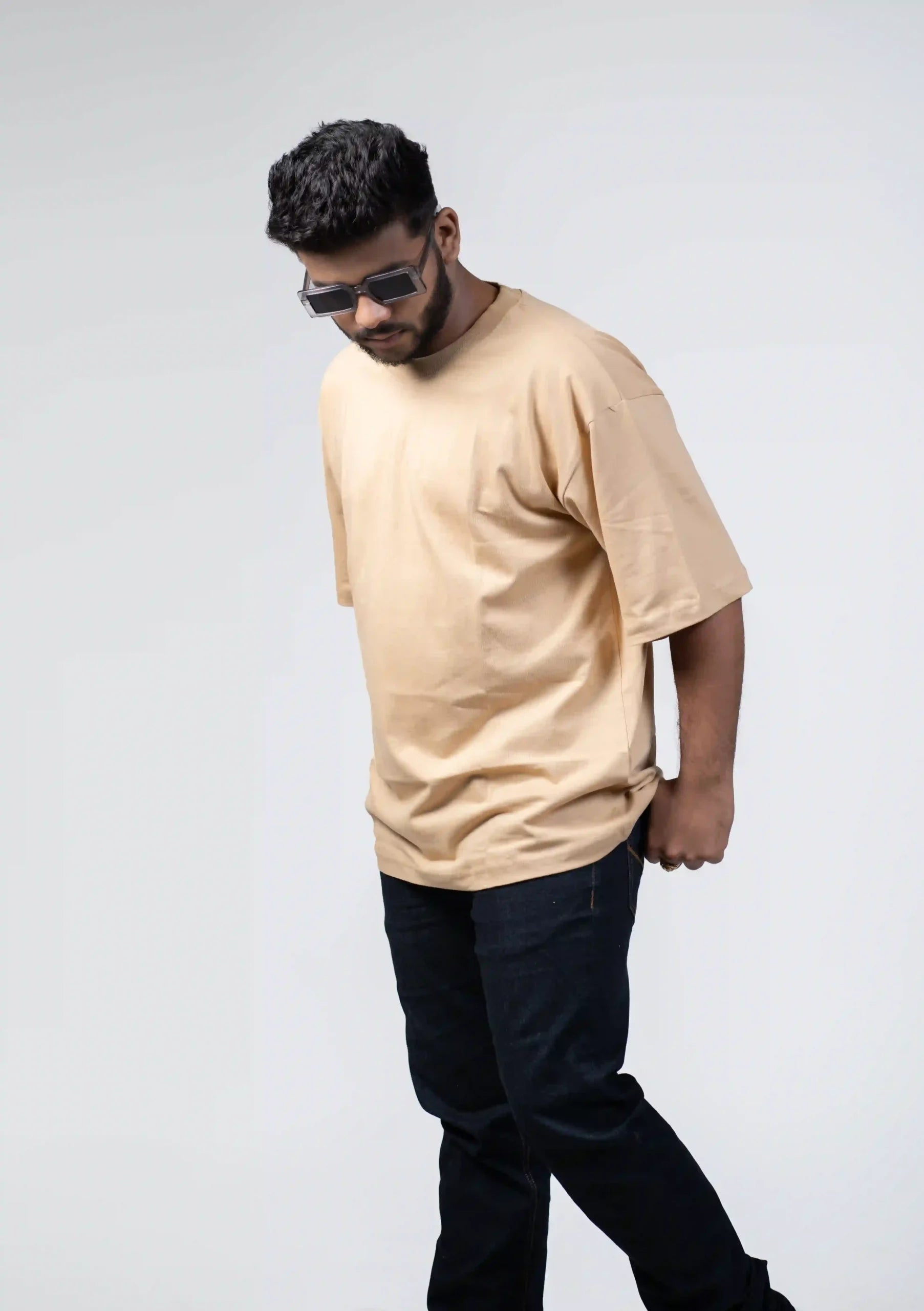Taupe Solid Oversized T-shirt cartoonpantii