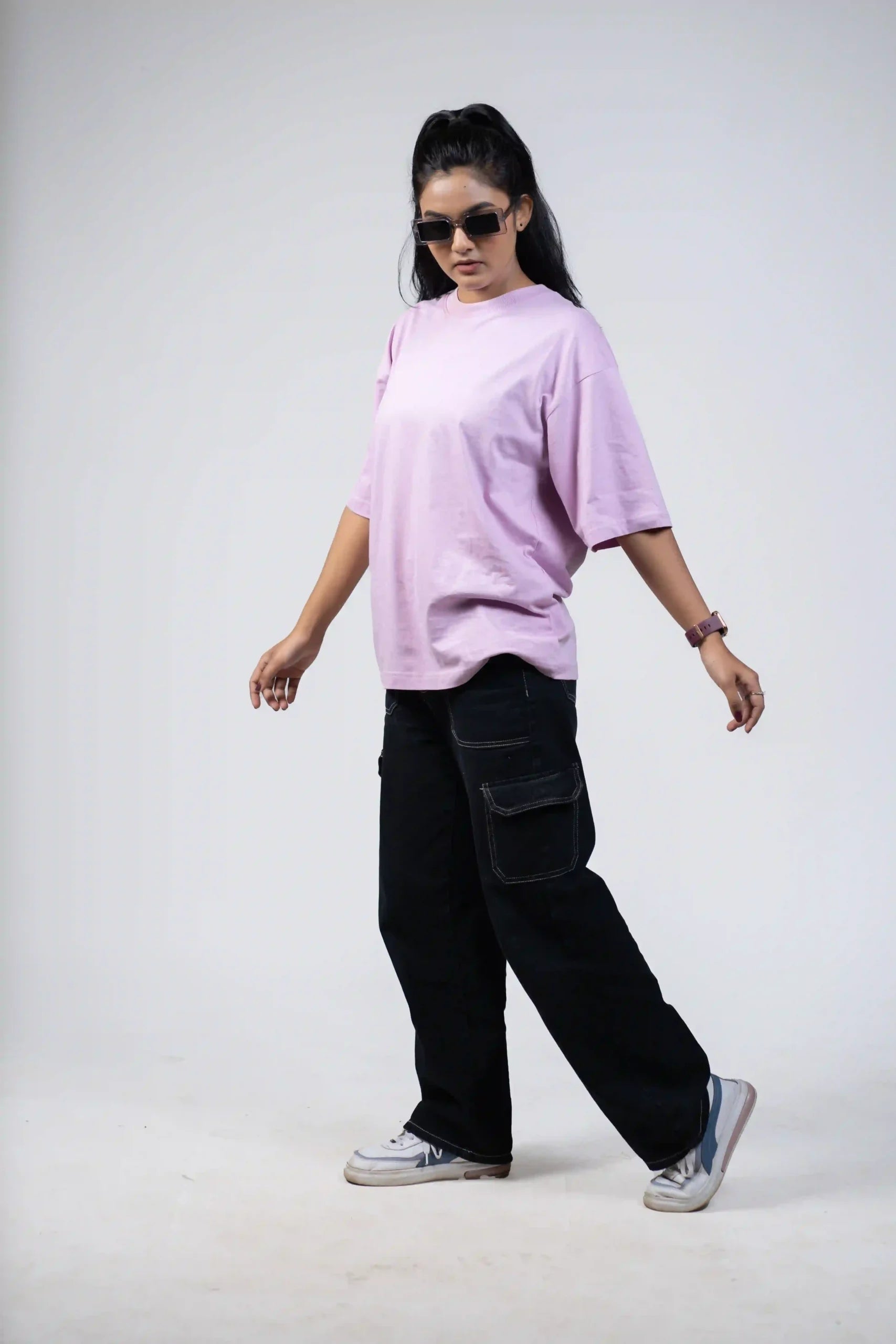 Lilac Solid Oversized T-shirt cartoonpantii