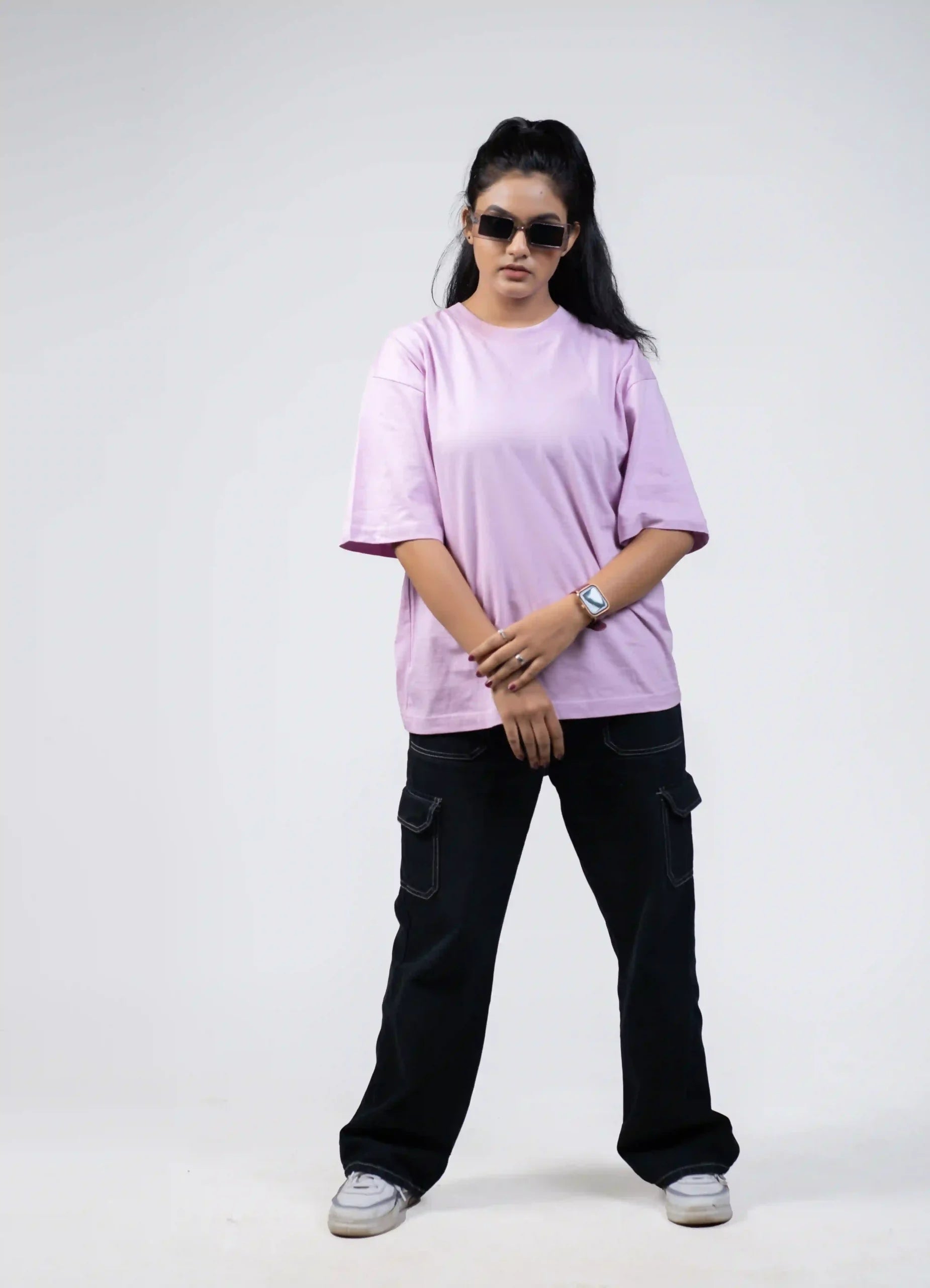 Lilac Solid Oversized T-shirt cartoonpantii