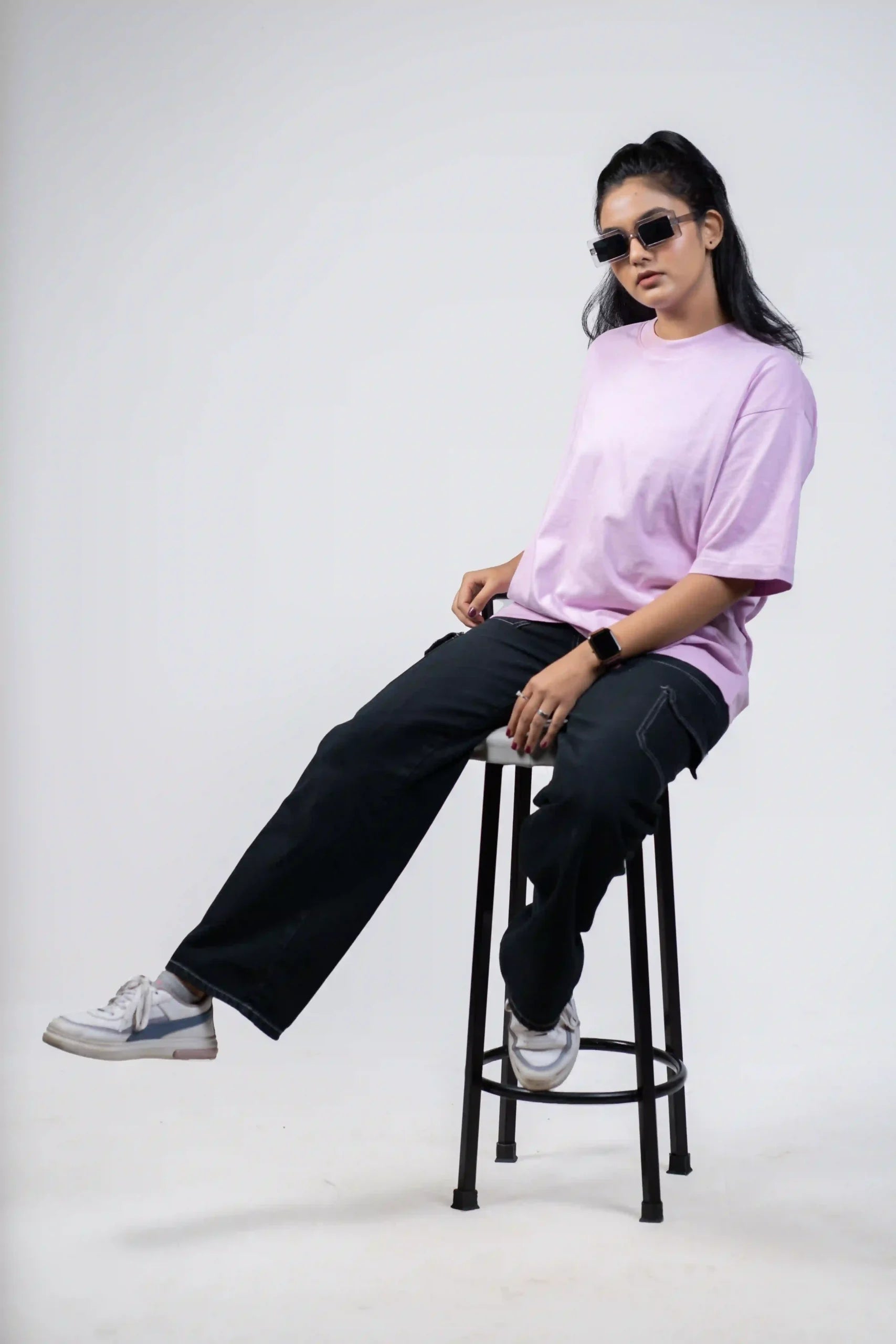 Lilac Solid Oversized T-shirt cartoonpantii