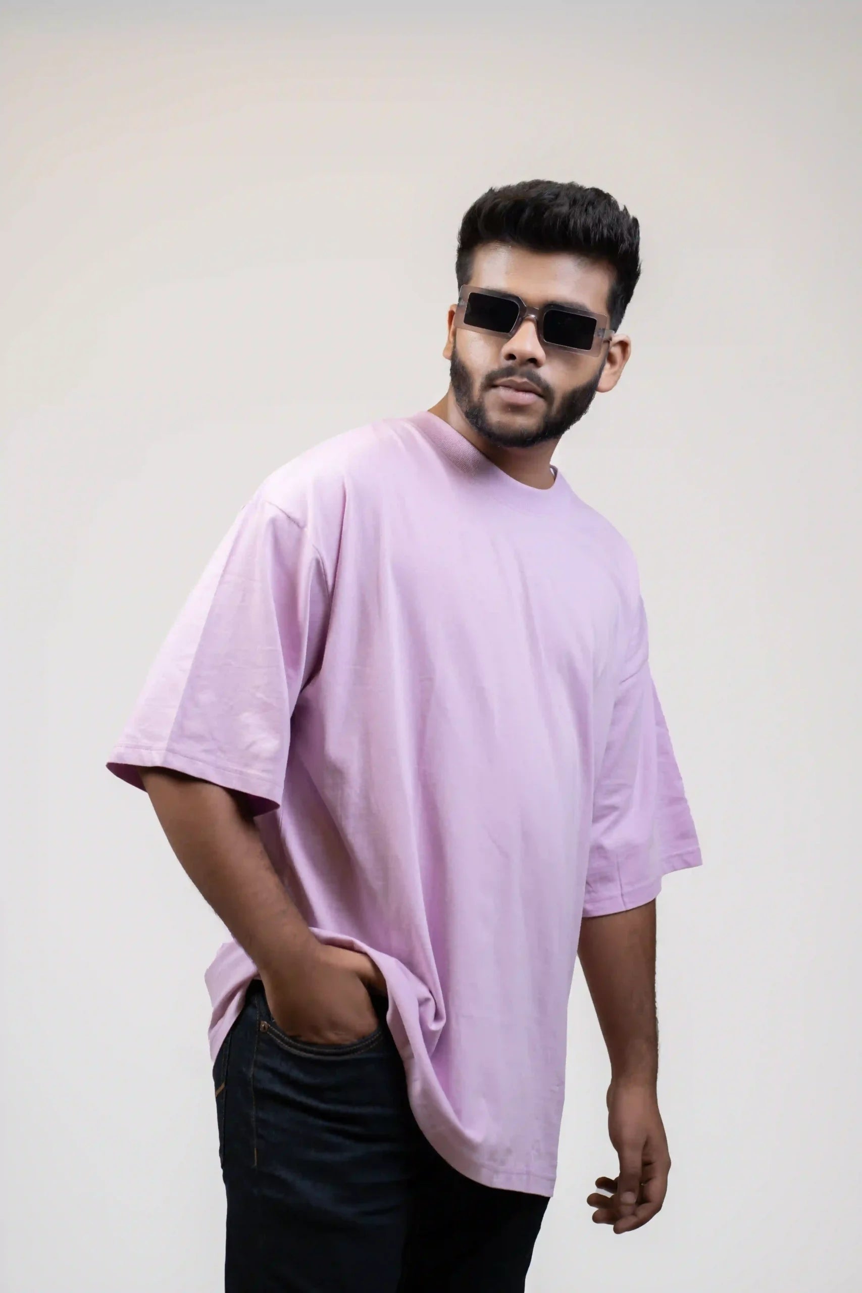 Lilac Solid Oversized T-shirt cartoonpantii