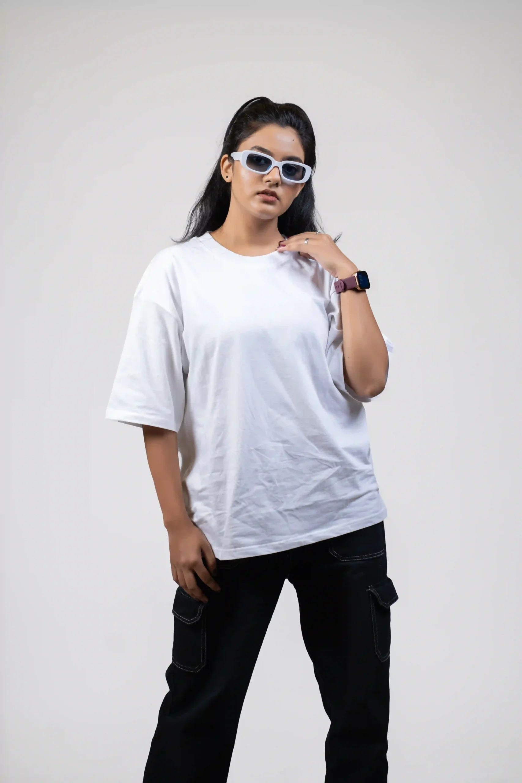 White Solid Oversized Shirt cartoonpantii