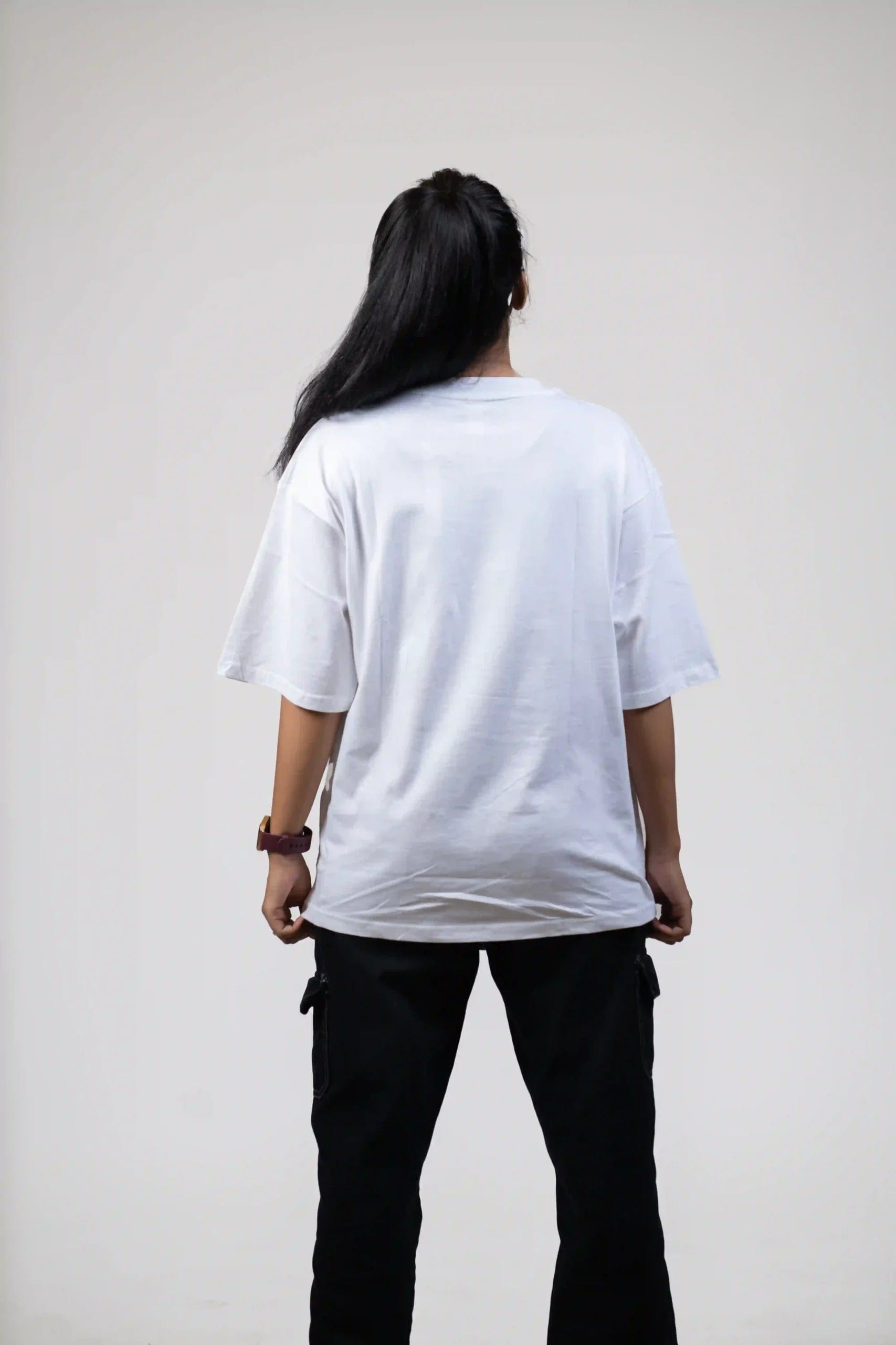 White Solid Oversized Shirt cartoonpantii