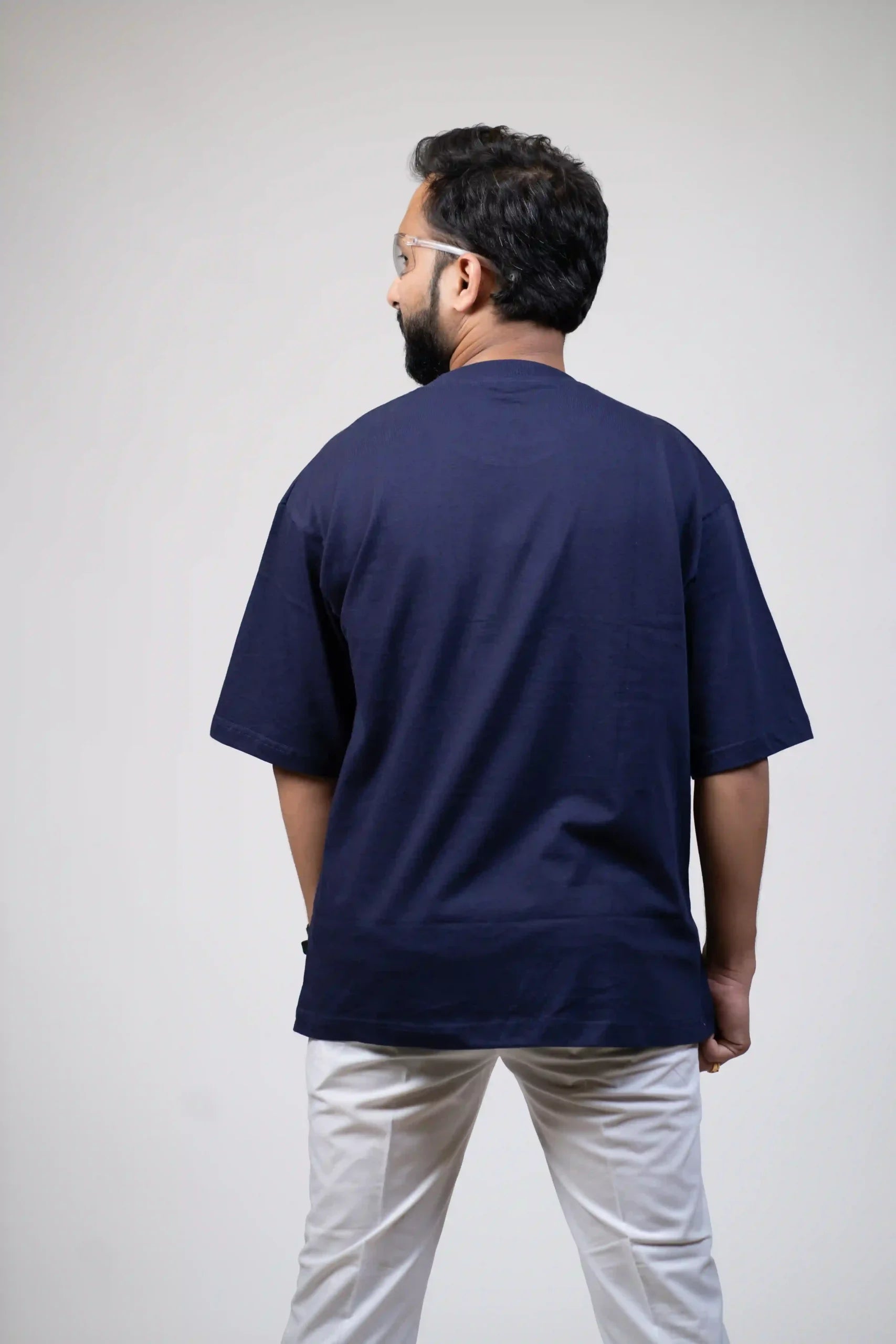 Navy Blue Solid Oversized T-shirt cartoonpantii