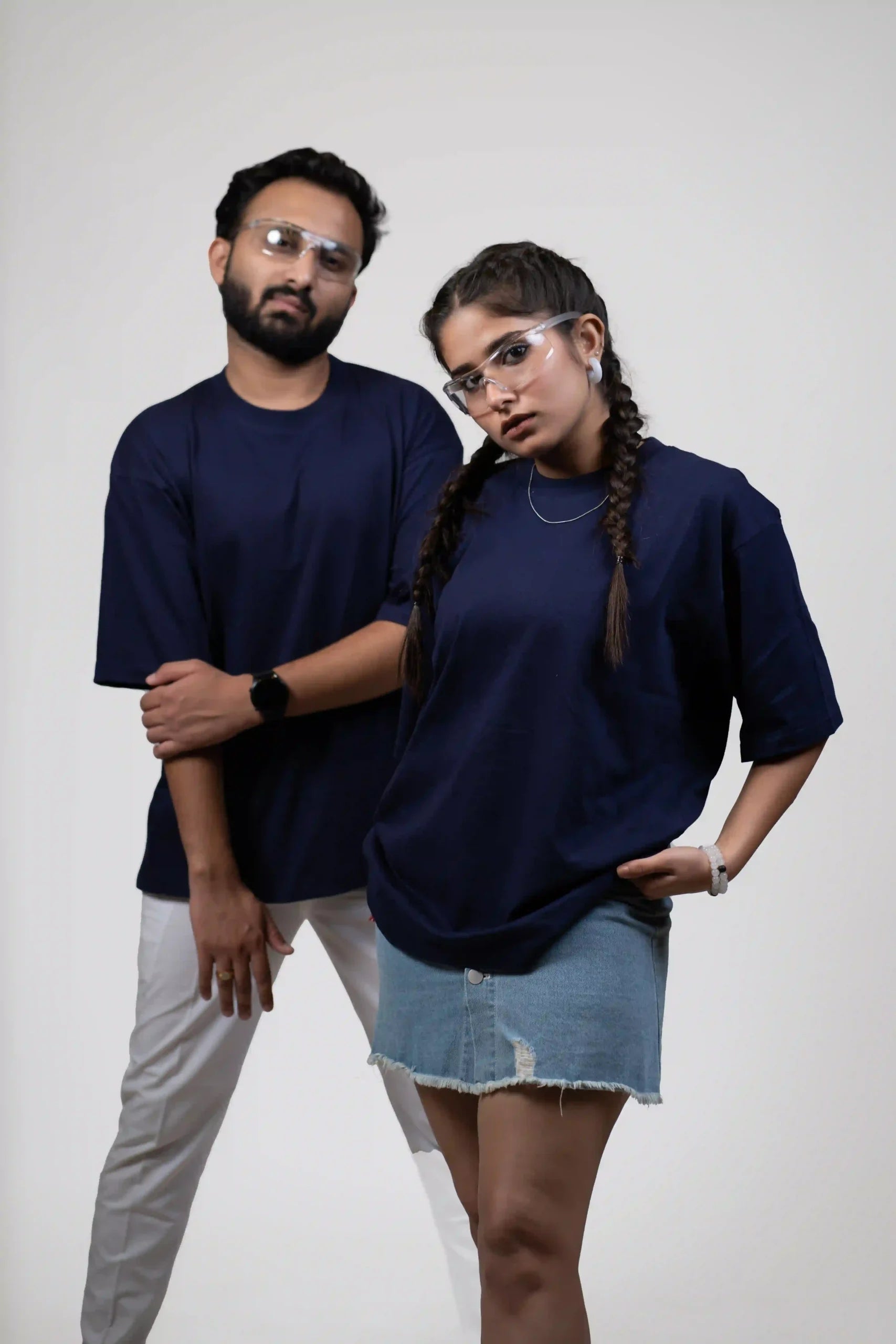 Navy Blue Solid Oversized T-shirt cartoonpantii