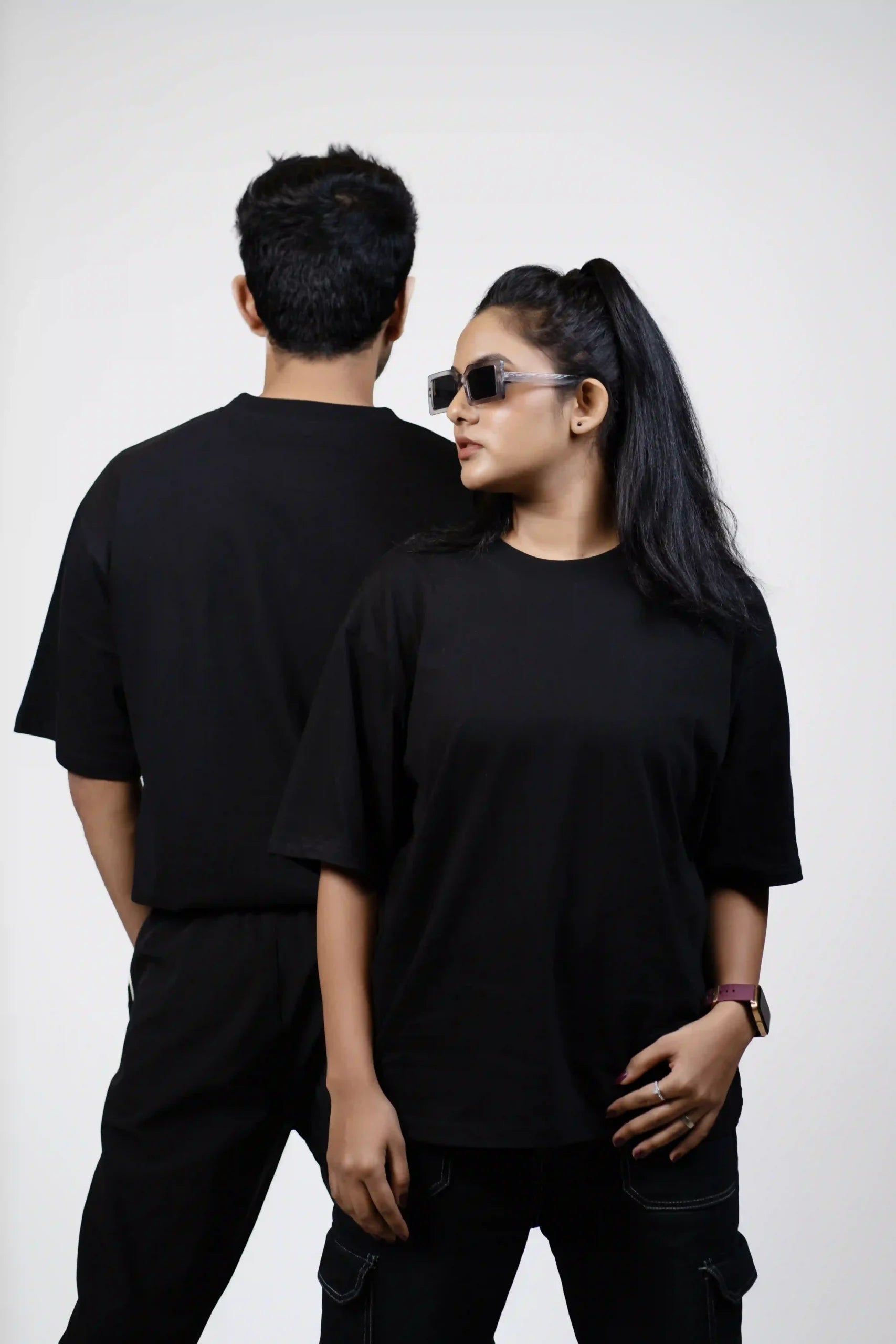 Black Solid Oversized T-shirt cartoonpantii