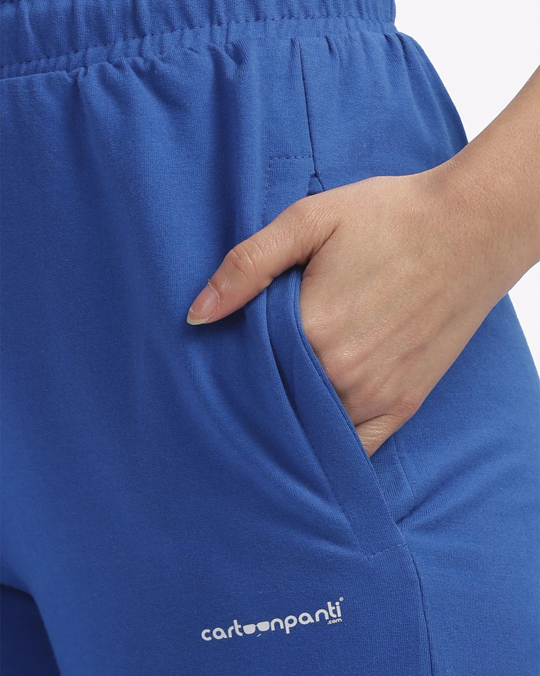 Blue pants with a hand in the pocket, featuring the 'cartoonpant' brand.