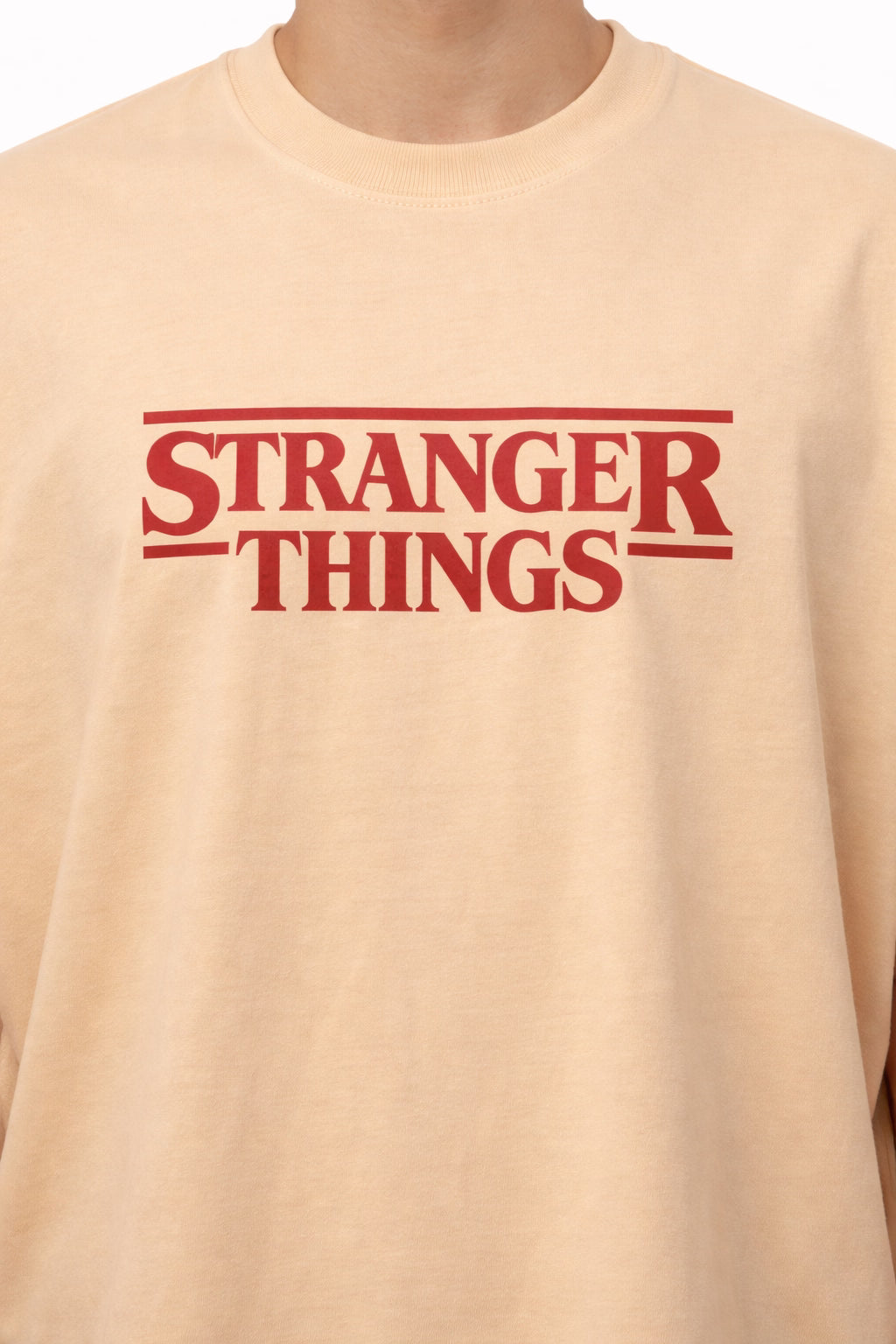 Stranger Things Oversized Graphic T-Shirt – Beige