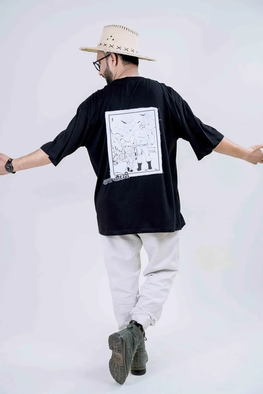 Chacha Choudhary Patch Men Oversized T-shirt cartoonpantii