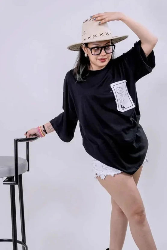 Chacha Choudhary Patch Women Oversized T-shirt