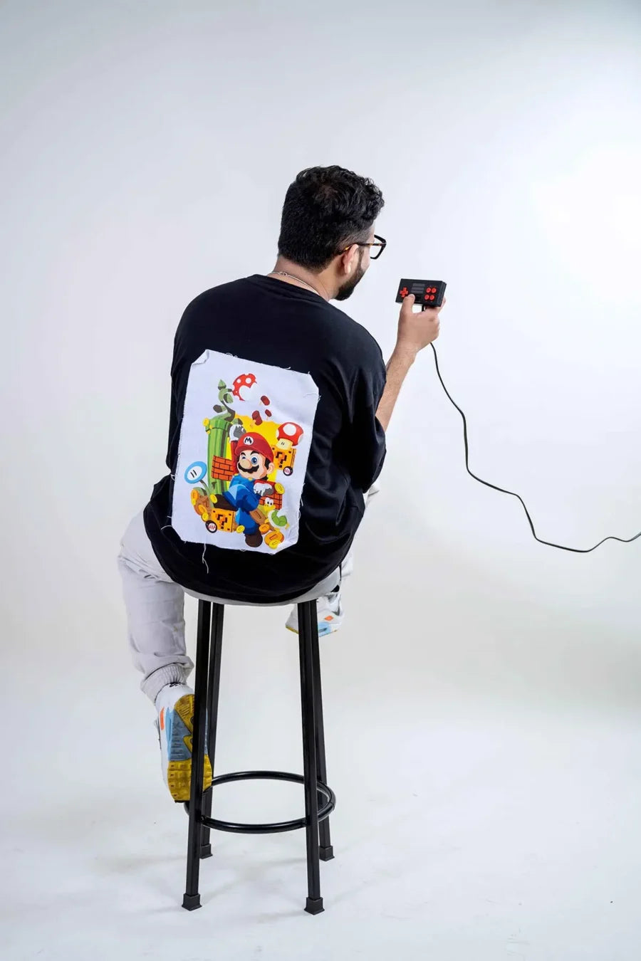 Mario White Patch Men Oversized T-shirt cartoonpantii