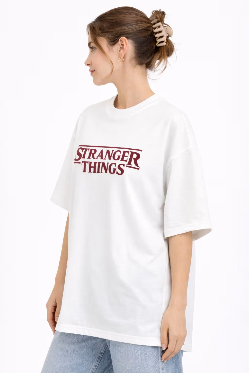 Stranger Things Oversized Graphic T-Shirt – White