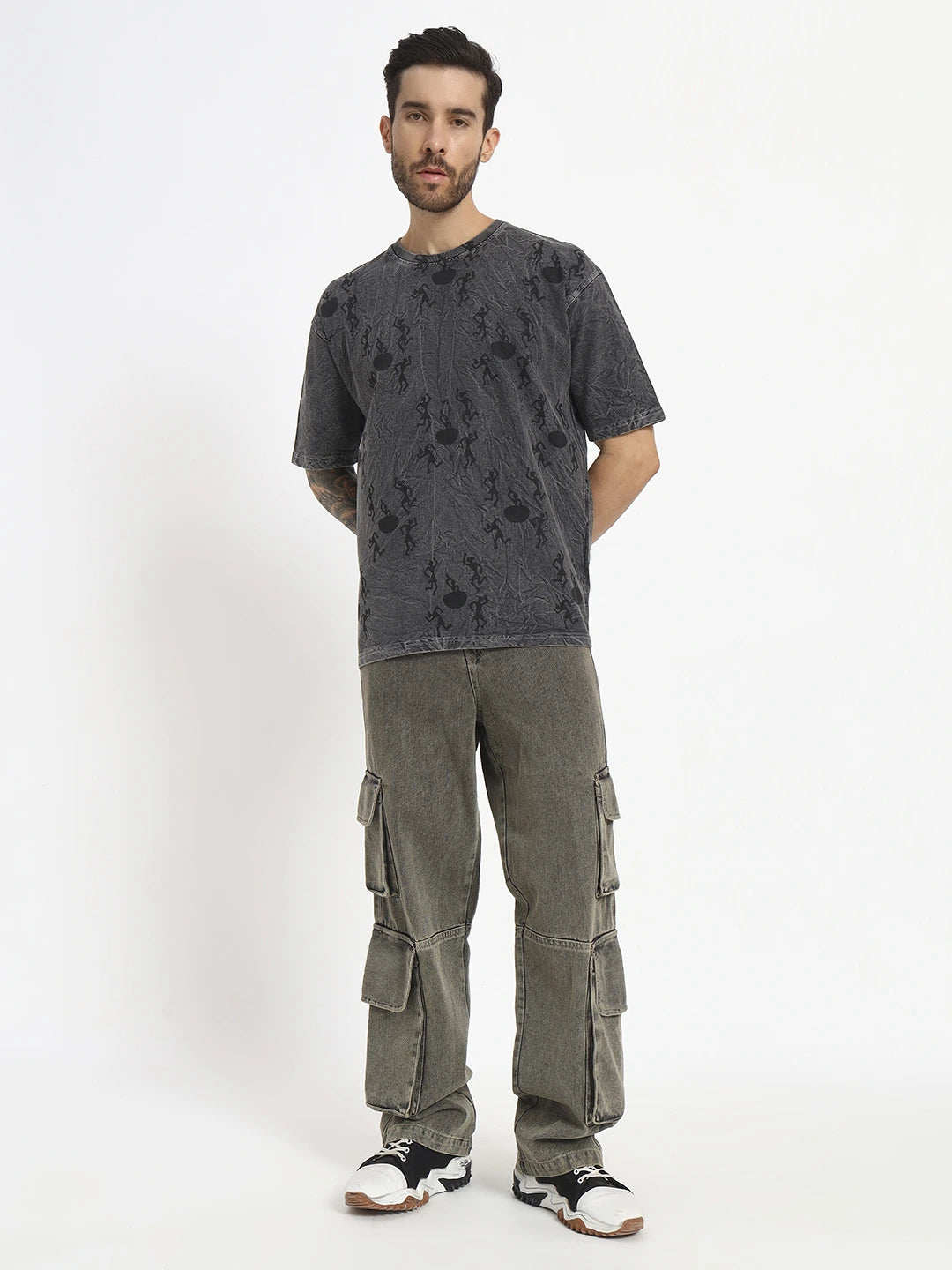 Man wearing a dark gray t-shirt  by cartoonpanti india