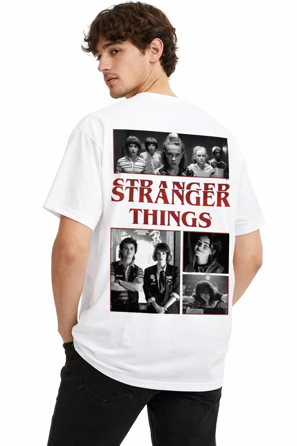 Stranger Things Oversized Graphic T-Shirt – White
