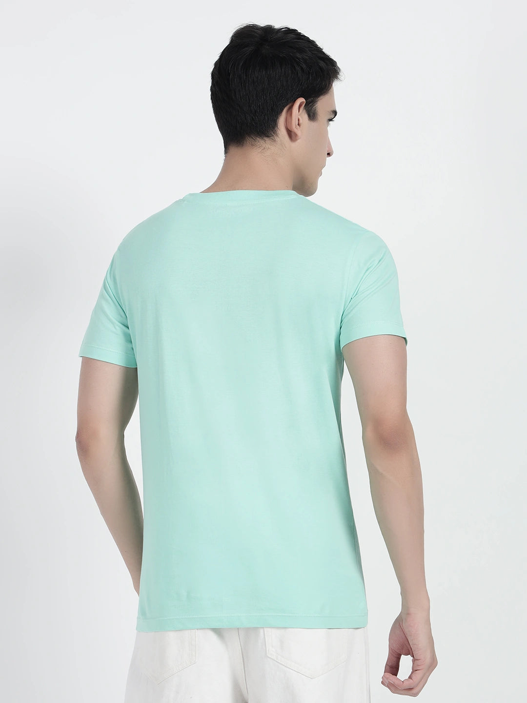  wearing a plain cyan t-shirt by cartoonpanti india