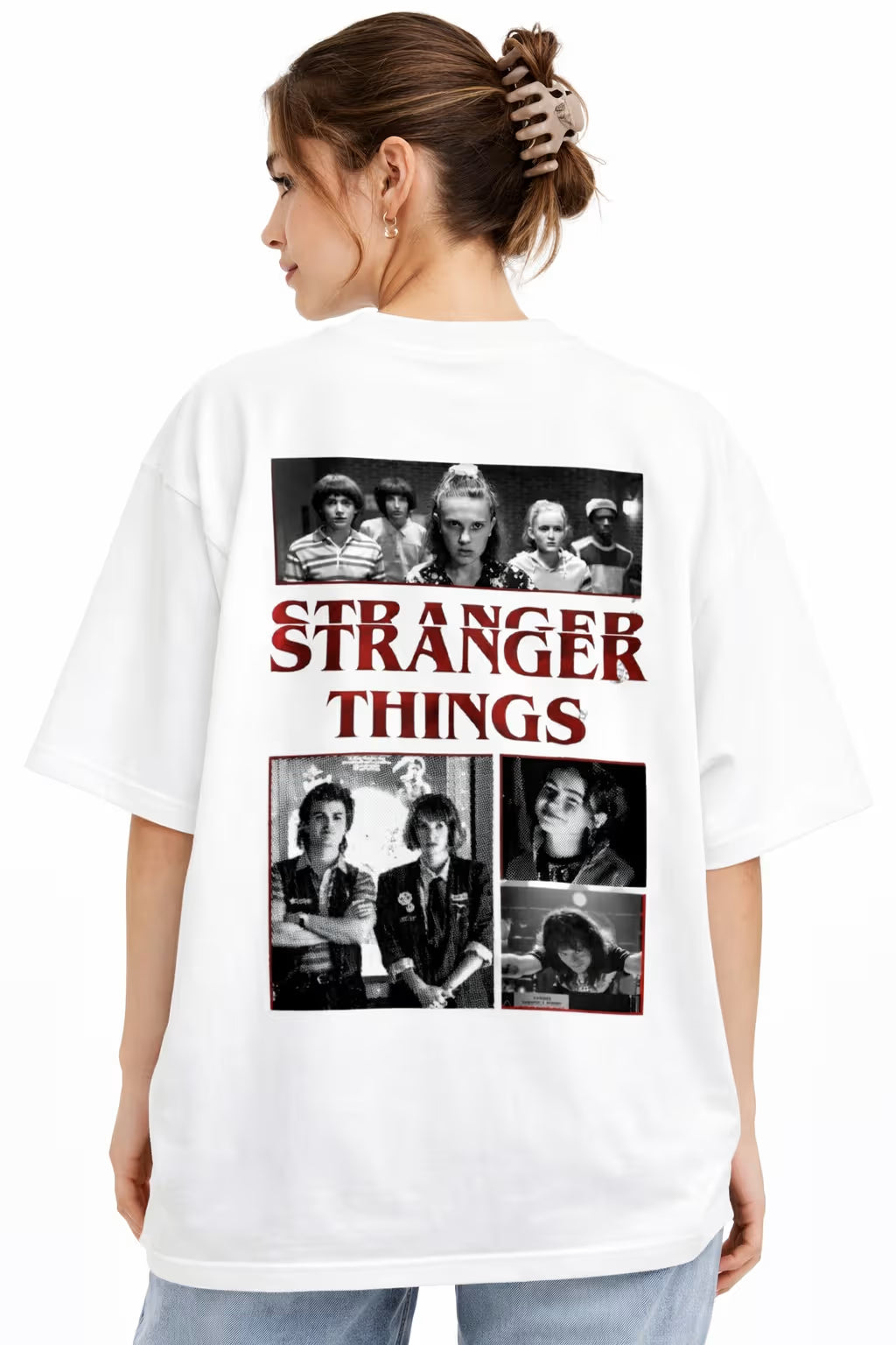 Stranger Things Oversized Graphic T-Shirt – White