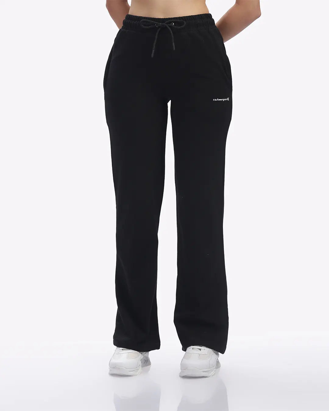 Black cartoonpanti with a brand logo on a white background